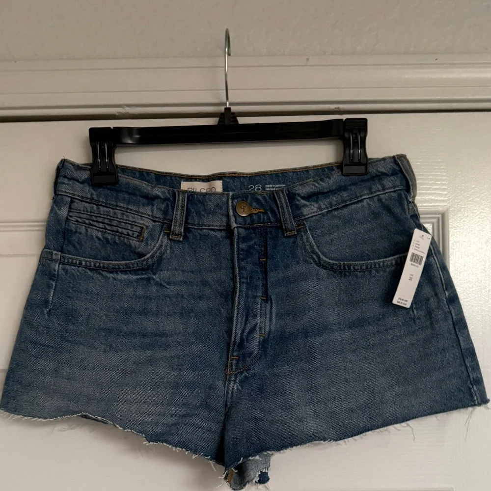 Anthropologie Pilcro Jeans Shorts Denim Blue Fray Size 28 NEW - Picture 3 of 9